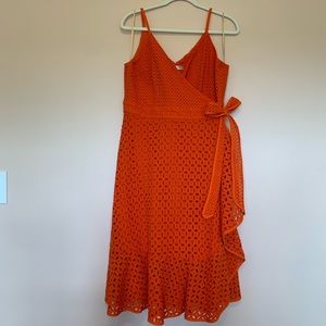 Trina Turk Wrap Eyelet Midi Dress